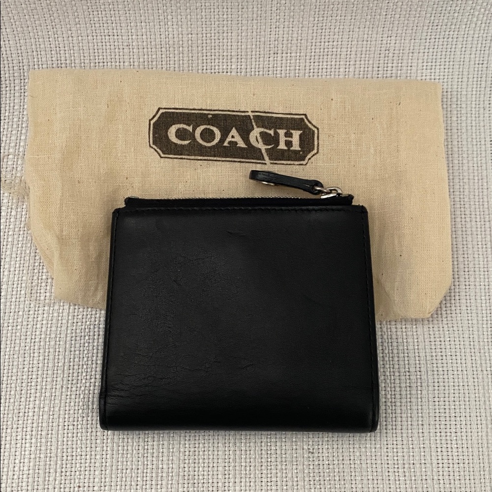 Coach Black Leather Zip short Wallet